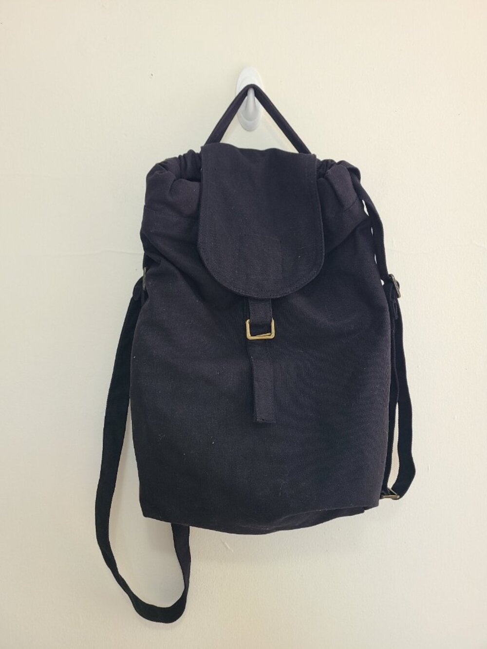 Baggu Cotton Canvas Drawstring Backpack Black